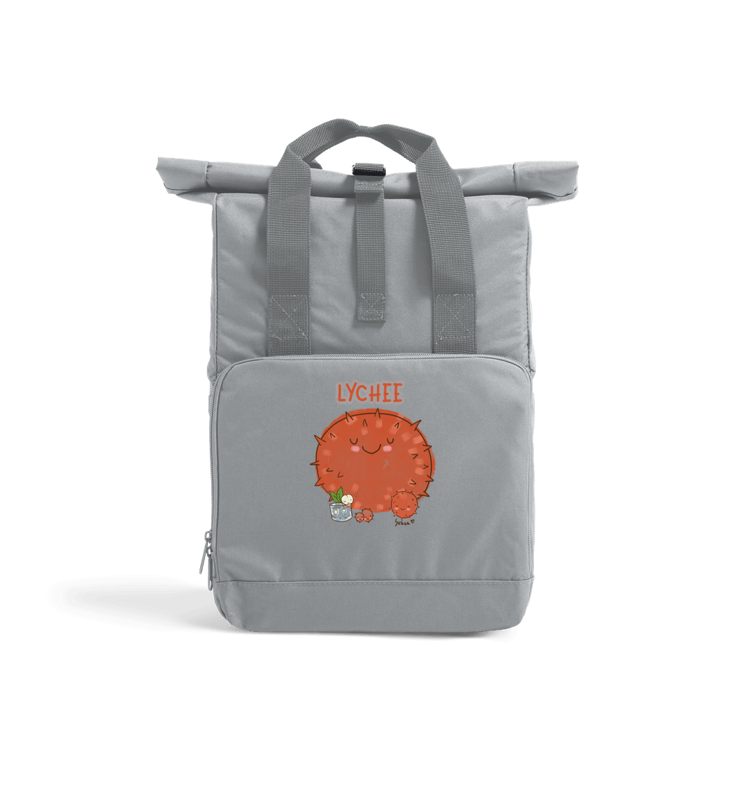 Light Grey Lychee - Recycled Twin handle Roll-Top Backpack