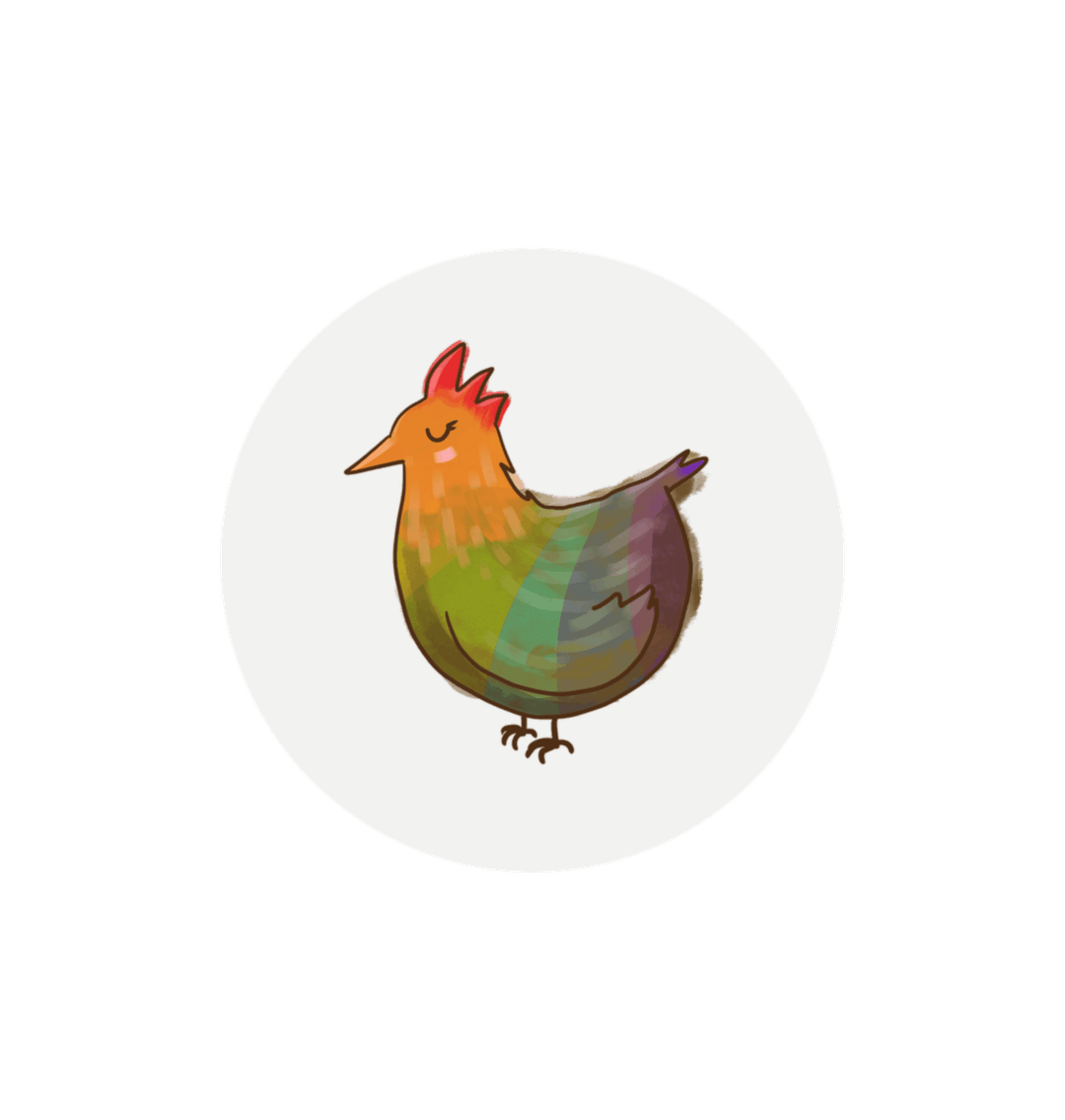 White Rainbow Chicken -  Circle Sticker