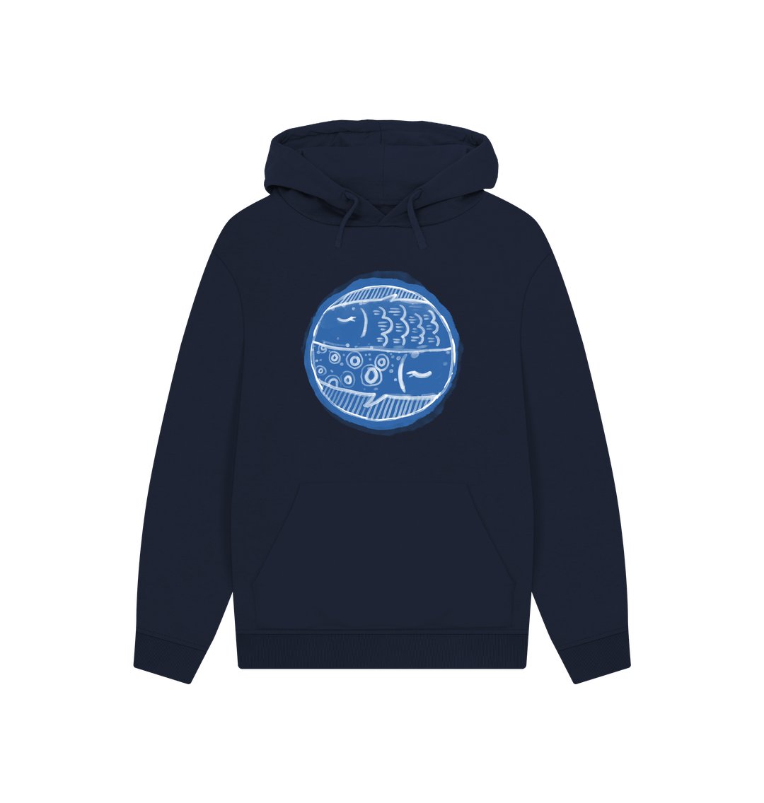 Navy Sakana \u3055\u304b\u306a - Unisex Kangaroo Pocket Hoody