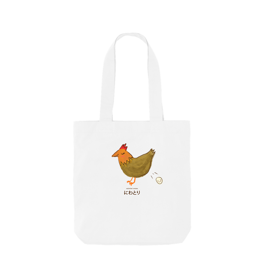 White Satisfied Chicken \u306b\u308f\u3068\u308a - Cotton Tote Bag