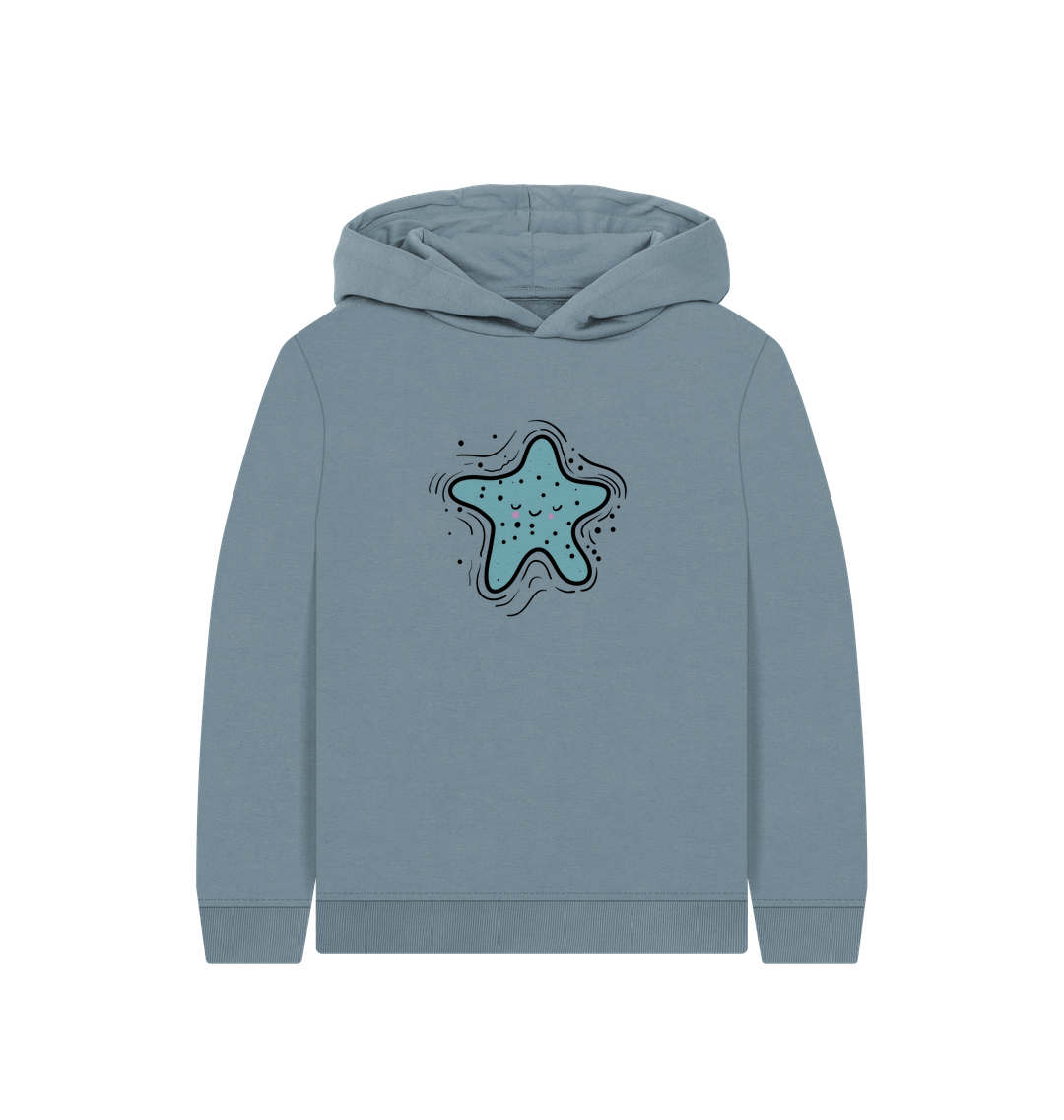 Stone Blue Printed Kids Hoodie