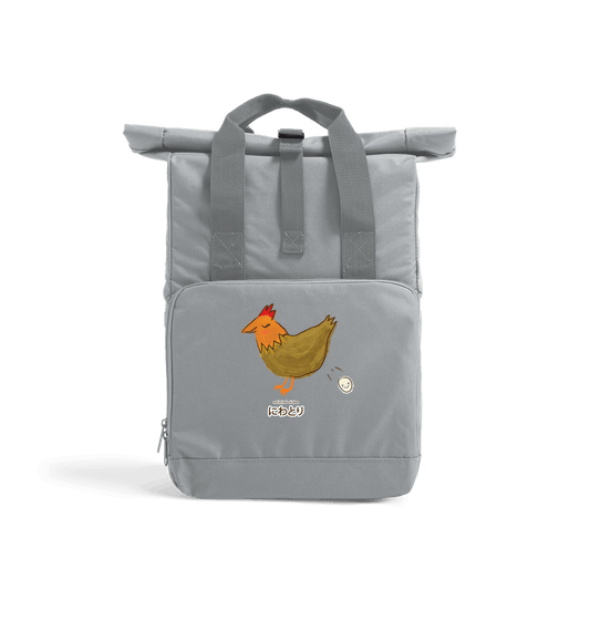 Light Grey Satisfied Chicken - Recycled Twin handle Roll-Top Backpack